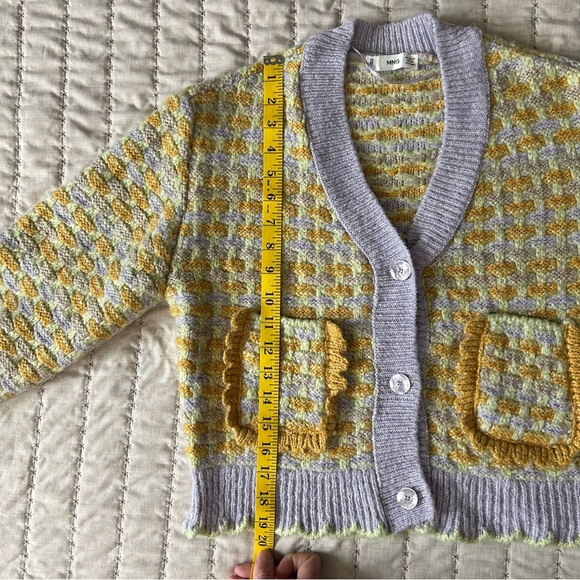 Mango Multi Color Knit Cardigan Size XS Women’s Woven Tweed Pockets Eclectic - Picture 7 of 8